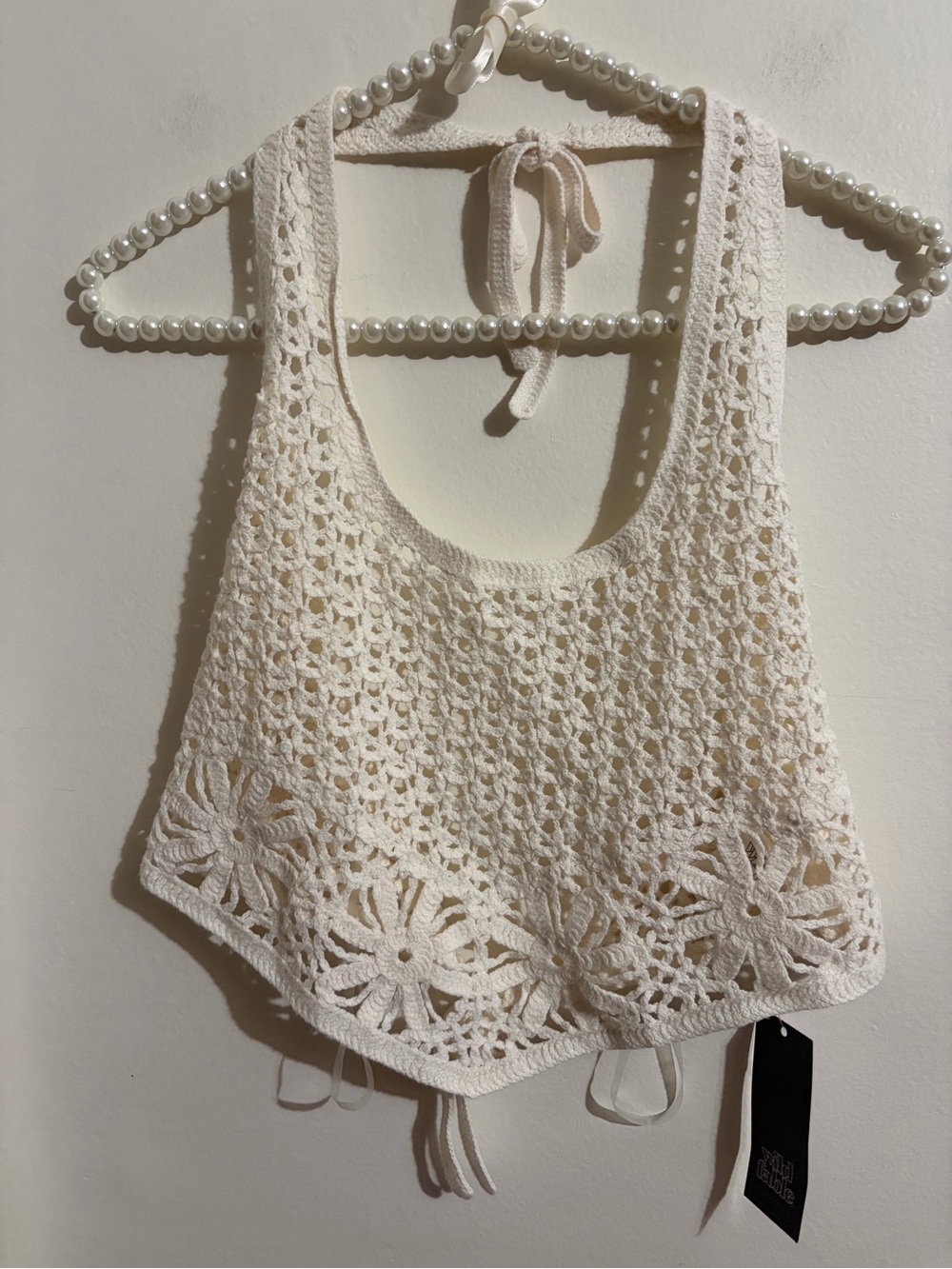wild fable Cream Crochet Halter Tank Top